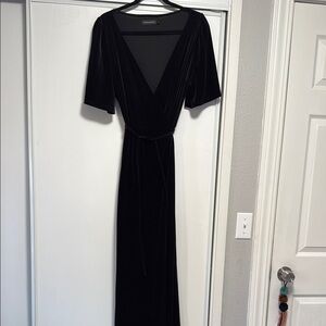 Elegant Velvet Black Wrap Dress
